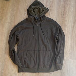 Eddie Bauer Men's Dark Green Zip-Up Sweater Hoodie